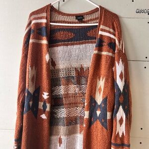 Rue 21 Women's Aztec Pattern Sweater - Rust and Navy